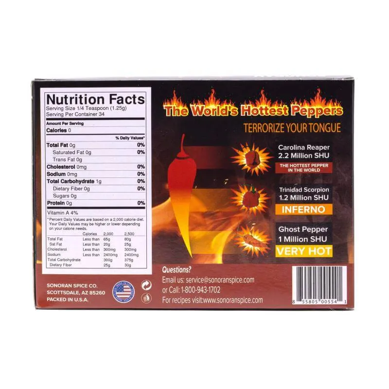 World's Hottest Pepper Powder 1.5 Oz Spice Gift Box